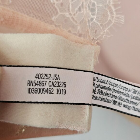 Victoria's Secret Bra 34DD T-Shirt Light Peach Lace Back Wireless Lightly Lined - Picture 12 of 16